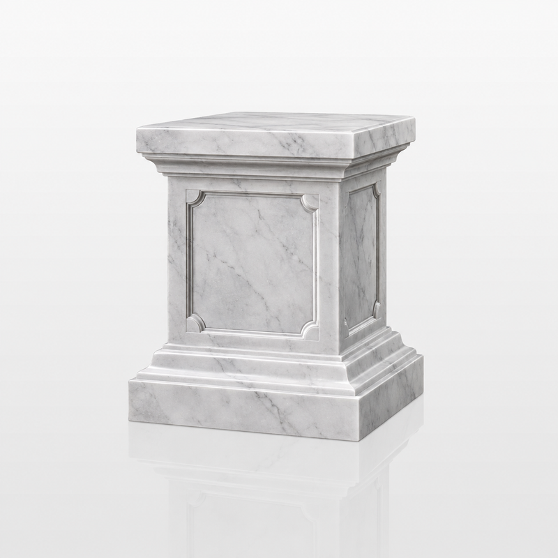 Classic white marble square sculpture pedestal base