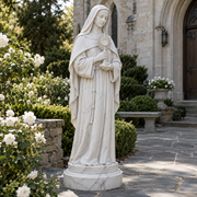 Cloister Radiance, white marble saint clare with monstrance sculpture, featured installation view