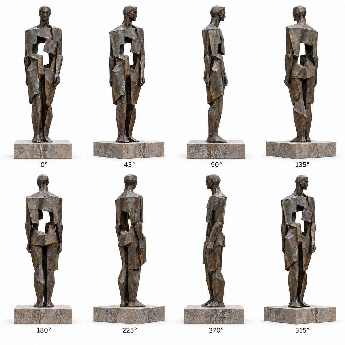 360-degree views of Echoed Presence dark bronze abstract memorial figure sculpture