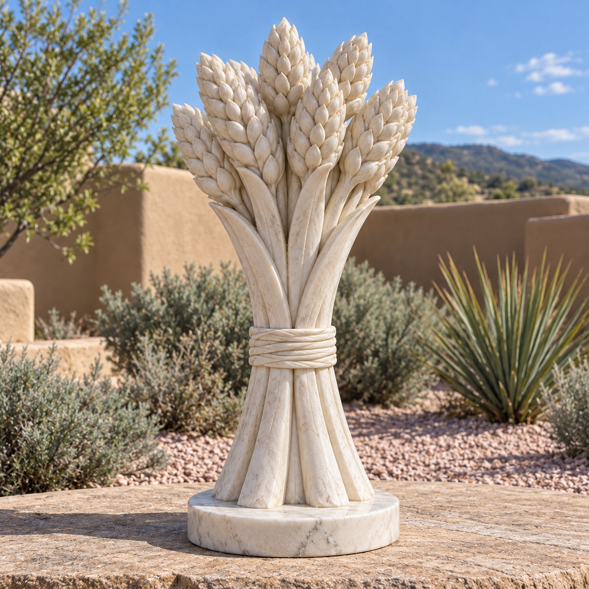 Harvest of Memory White Marble Wheat Sheaf Memorial sculpture - scene 180