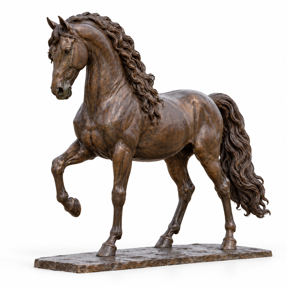 Highland Collection Dark Bronze Collected Andalusian Horse sculpture on a white background