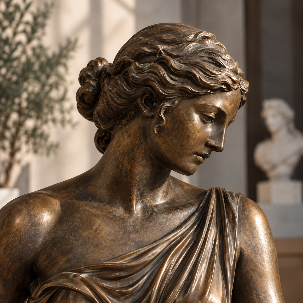 Close-up of a classical bronze female figure sculpture representing craftsmanship and real project knowledge.
