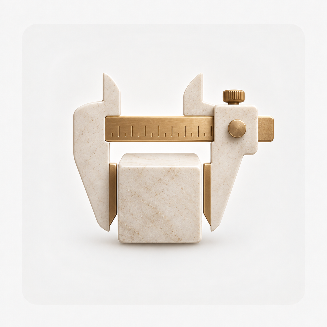 Sculpture scale and engineering icon representing proportion, dimensions, structural planning, and fabrication preparation.